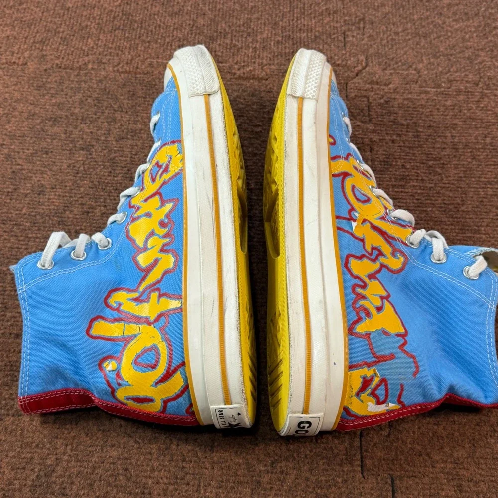 B- Converse Chuck 70 Hi Golf Wang By You Blue Yellow Red Mens 12 A04325C Sneaker